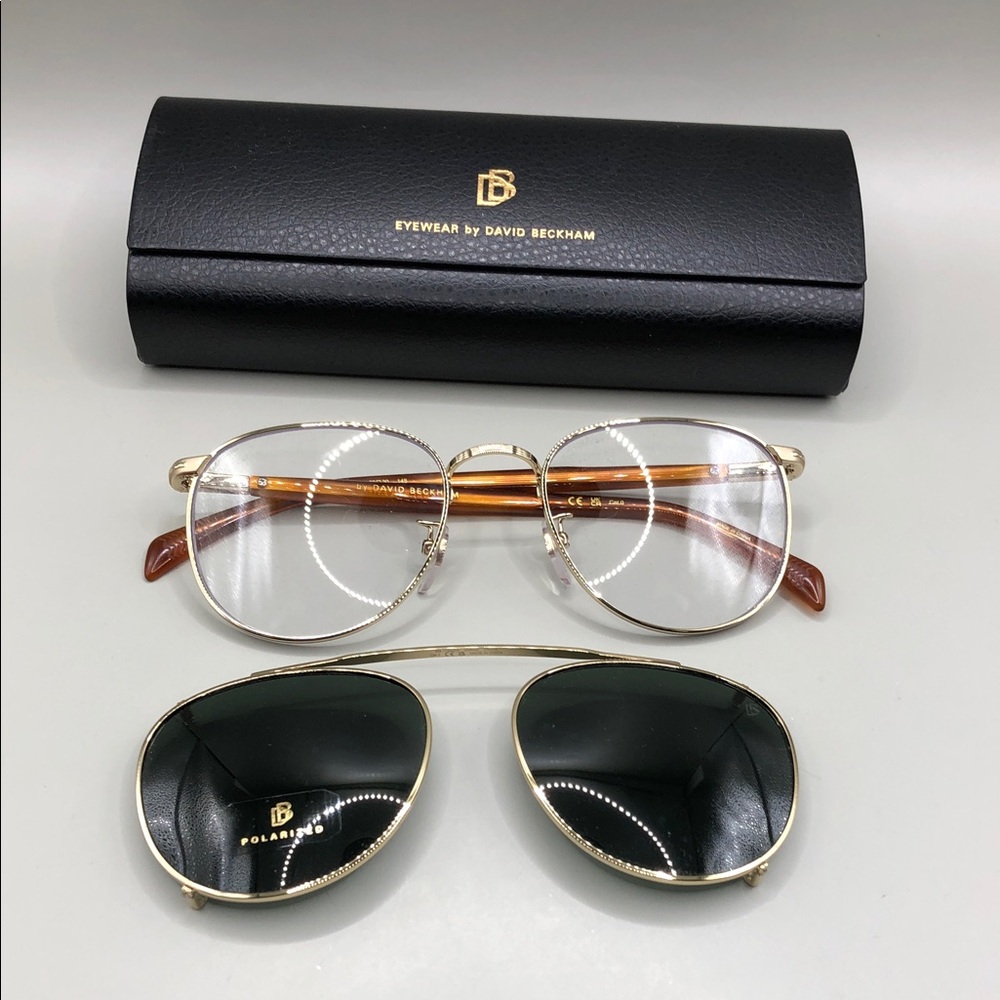 David Beckham DB 1144/CS Glasses Demo Frames with Clip-On Sunglasses NEW